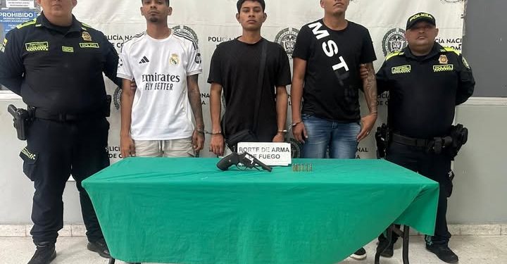 Tres capturados en El Santuario por porte ilegal de arma de fuego en Barranquilla