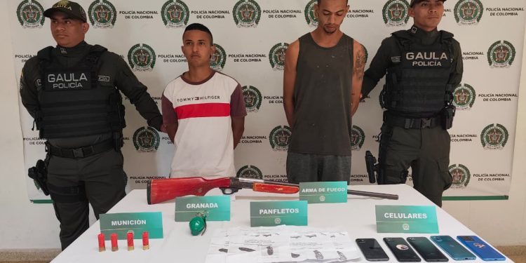 Capturados presuntos miembros de “Los Costeños Orientales” con granada y armas en Sabanagrande