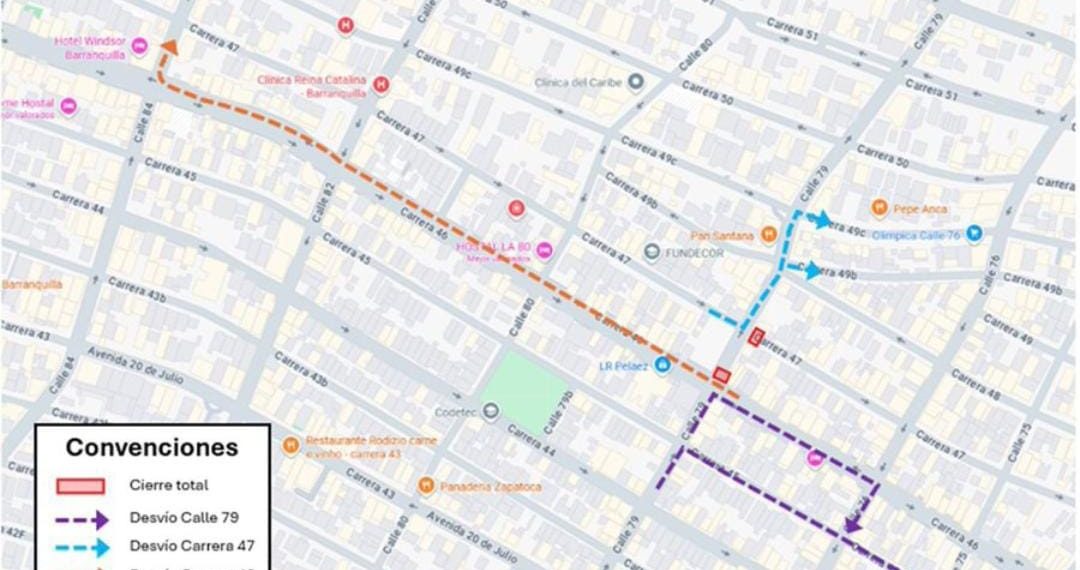Cierre temporal en la calle 79 por obras de pavimentación