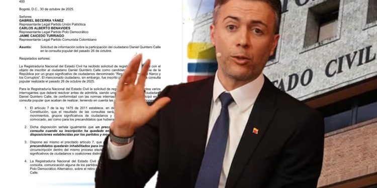 Registraduría pone en jaque la candidatura presidencial de Daniel Quintero