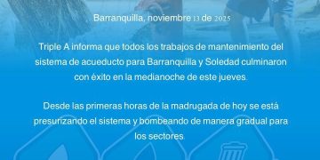 Triple A culmina trabajos y anuncia normalización del servicio de agua en la mañana de este jueves