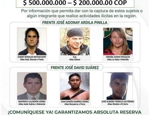 Revelan el cartel de los criminales más buscados del ELN tras atentado contra el Batallón Bolívar en Tunja