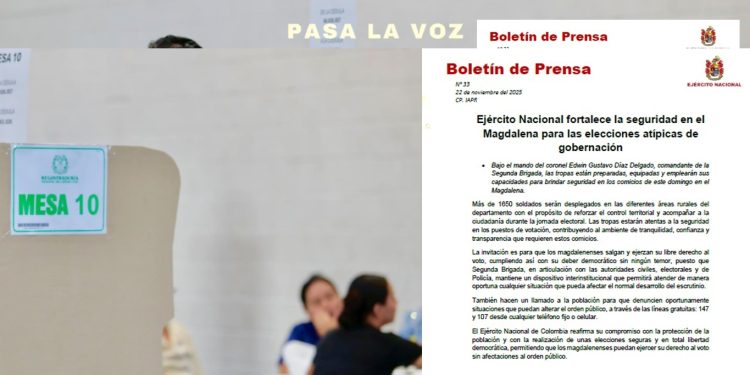 Ejército Nacional refuerza la seguridad en el Magdalena para garantizar tranquilidad en las elecciones atípicas
