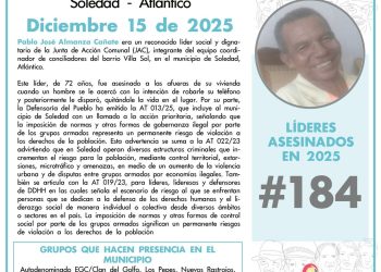 Asesinato de líder comunal en Soledad revive alerta por violencia contra dirigentes sociales en el Atlántico