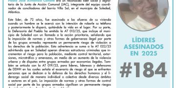 Asesinato de líder comunal en Soledad revive alerta por violencia contra dirigentes sociales en el Atlántico