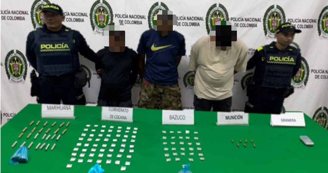 Tres capturados en Santa Marta por microtráfico y porte ilegal de municiones
