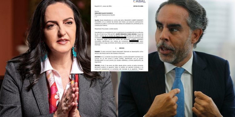 María Fernanda Cabal radica queja disciplinaria contra Armando Benedetti por presunto uso político del cargo