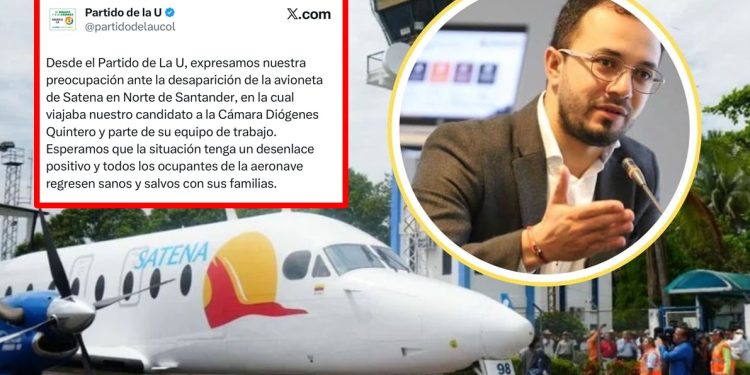 Partido de la U alerta por desaparición de avión con su candidato Diógenes Quintero