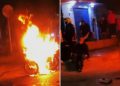 Intento de atraco termina en caos: comunidad reduce a dos presuntos ladrones y quema su motocicleta