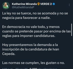 Katherine Miranda demanda la inscripción de la candidatura de Iván Cepeda 1 G tA9w2WYAAiMk9