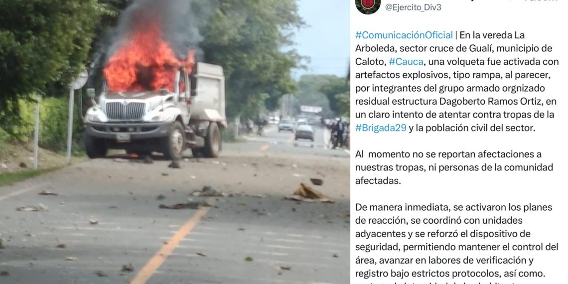 Comandante de las FF.MM. anuncia intensificación de operaciones tras atentado en Caloto, Cauca