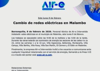 Air-e anuncia cambio de redes eléctricas en Malambo este lunes