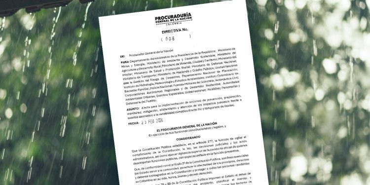 Procuraduría exhorta a entidades nacionales y locales a implementar medidas para enfrentar el cambio climático, aumento de las lluvias y la presencia de frentes fríos