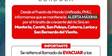 Ordenan evacuación inmediata en municipios ribereños por creciente súbita del río Sinú
