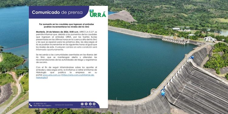 Alertan por posible aumento en niveles del río Sinú ante incremento de caudales al embalse