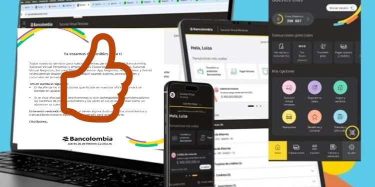Bancolombia restablece sus canales virtuales y anuncia compensaciones a clientes afectados