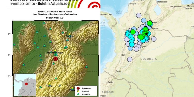 Sismo de 4.8 grados sacude Santander en la madrugada y se siente en varias regiones del país