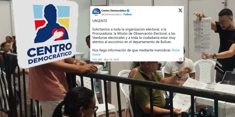 Centro Democrático pide vigilancia en escrutinios de Bolívar y denuncia presuntas maniobras para alterar resultados