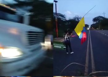 Bloqueo en la Vía La Cordialidad genera caos vial por protesta de campesinos