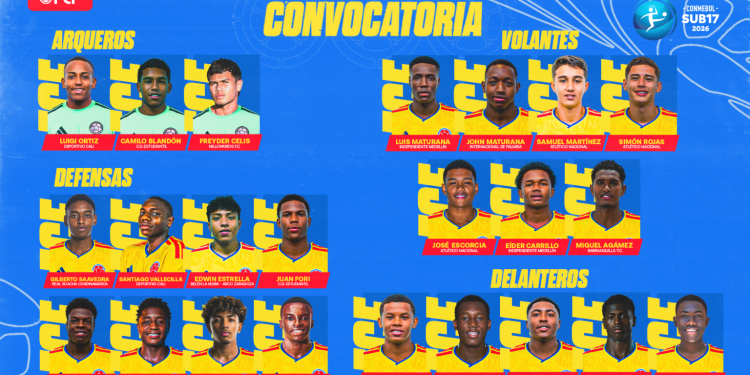 Convocatoria de la Selección Colombia Masculina Sub-17 para el CONMEBOL Sudamericano 2026