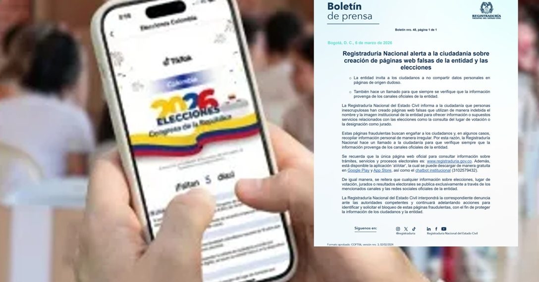 Registraduría alerta sobre páginas web falsas relacionadas con las elecciones