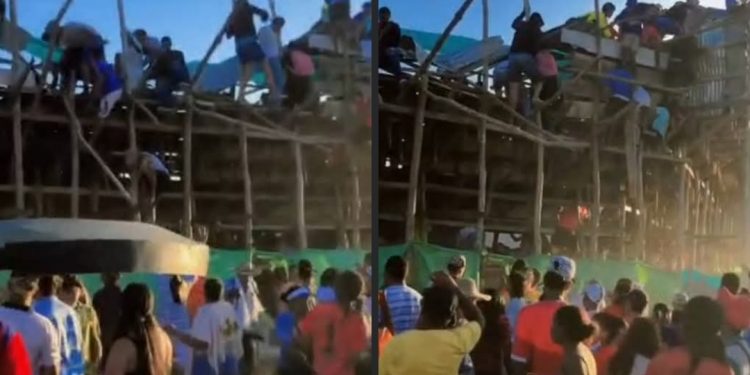 Varios heridos al caerse palco de corraleja en Campo de la Cruz