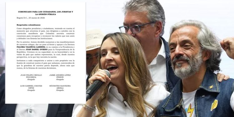 Abogados y juristas se suman a carta de apoyo a candidaturas de Paloma Valencia y Juan Daniel Oviedo