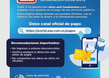 Triple A alerta sobre sitios web fraudulentos que suplantan su portal oficial de pagos