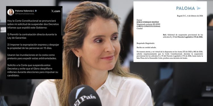 Paloma Valencia solicita a la Corte Constitucional frenar decretos de contratación y expropiación