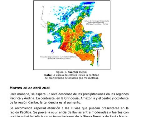 Pronostican lluvias generalizadas en Colombia durante esta semana