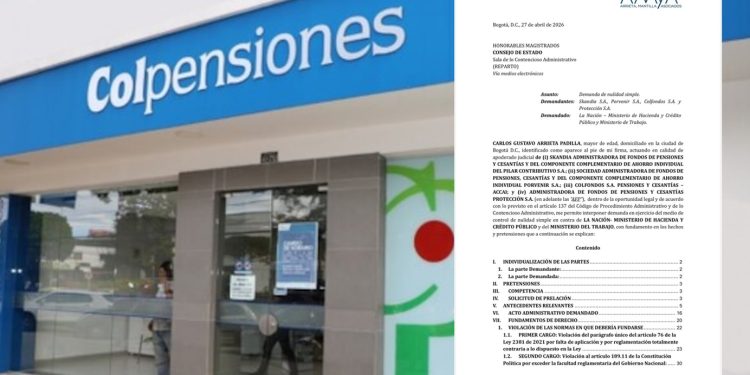 Fondos privados demandan decreto que ordena traslado de $25 billones a Colpensiones