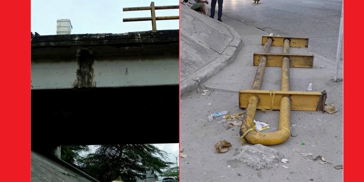 Cede baranda de puente en la vía La Cordialidad y enciende alertas por estado de la infraestructura
