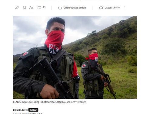 The Wall Street Journal advierte que el ELN sería clave obstáculo para plan de Trump contra el narcotráfico en Venezuela