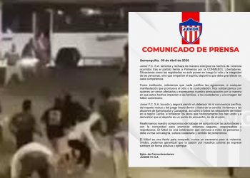 Junior F.C. rechaza hechos de violencia tras partido de Libertadores
