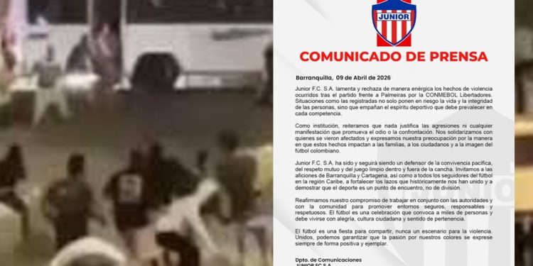 Junior F.C. rechaza hechos de violencia tras partido de Libertadores