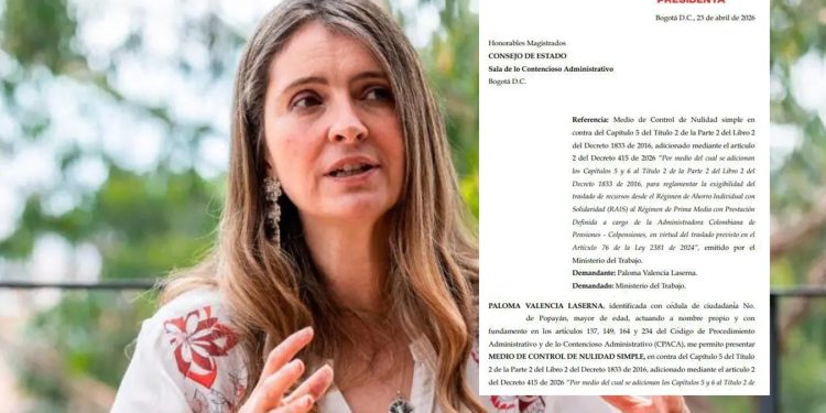 Paloma Valencia demanda decreto y denuncia riesgo sobre ahorros pensionales
