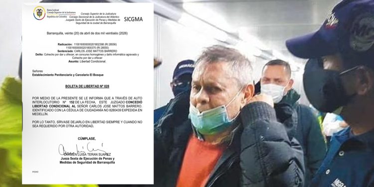 Jueza concede libertad condicional a Carlos Mattos