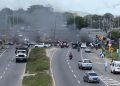 Nuevo bloqueo en la vía La Cordialidad por protestas contra fallas eléctricas en Galapa