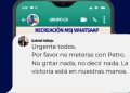 Revelan mensaje de Gabriel Vallejo a bancada del Centro Democrático antes del discurso de Petro