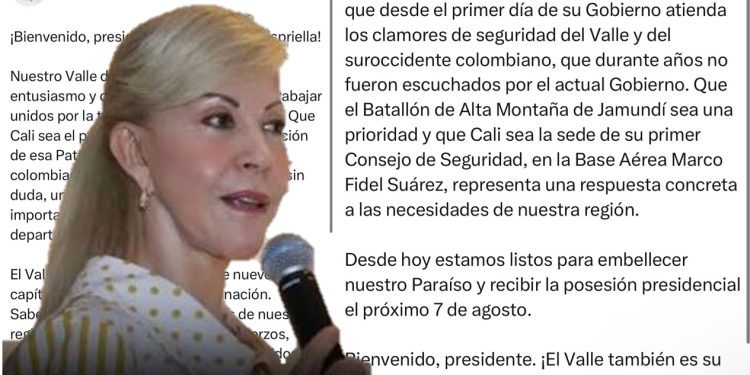 Dilian Francisca Toro respalda que la posesión de Abelardo De La Espriella se realice en Cali
