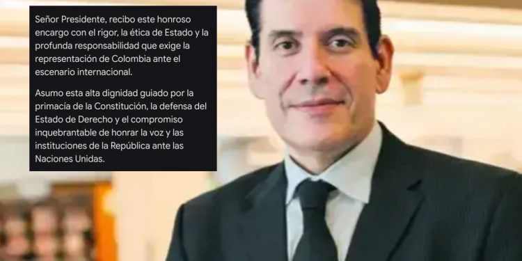 Mauricio Gaona agradece su designación como embajador de Colombia ante la ONU en Nueva York
