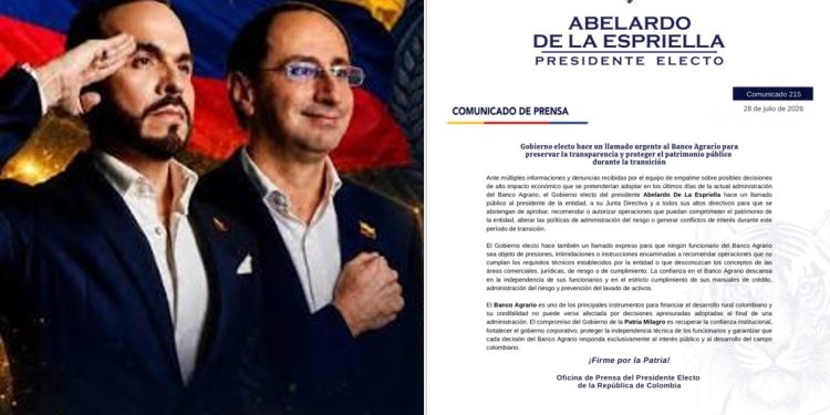 Gobierno electo pide al Banco Agrario evitar decisiones que comprometan la entidad durante la transición