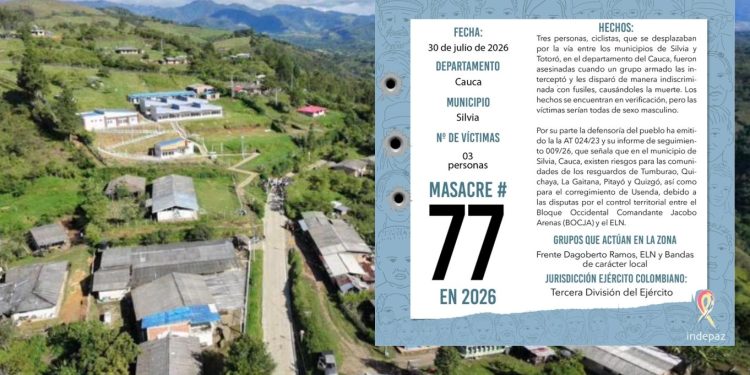 Masacre en el Cauca: asesinan a tres ciclistas con disparos de fusil en la vía entre Silvia y Totoró