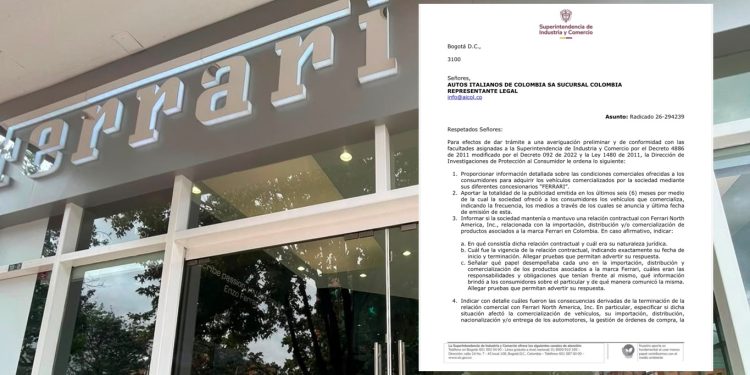 SIC requiere información a empresa que comercializa Ferrari en Colombia por denuncias de clientes