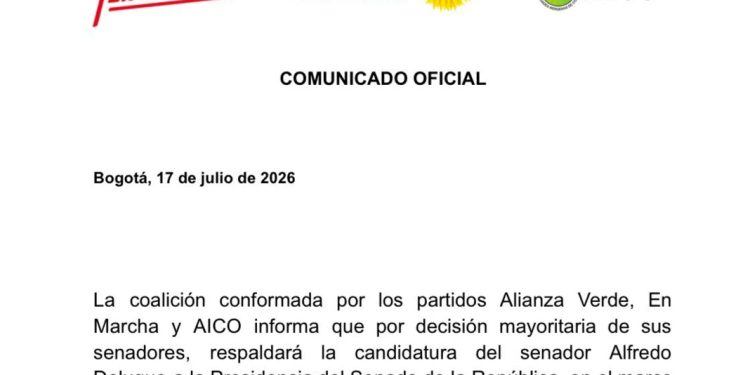 Alianza Verde, En Marcha y AICO respaldarán a Alfredo Deluque para la Presidencia del Senado