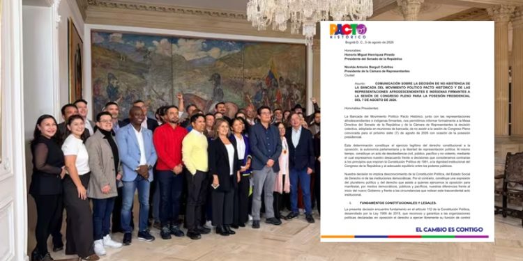 Pacto Histórico no asistirá a la posesión de De la Espriella y anuncia actos paralelos en Bogotá, Barranquilla y Cali