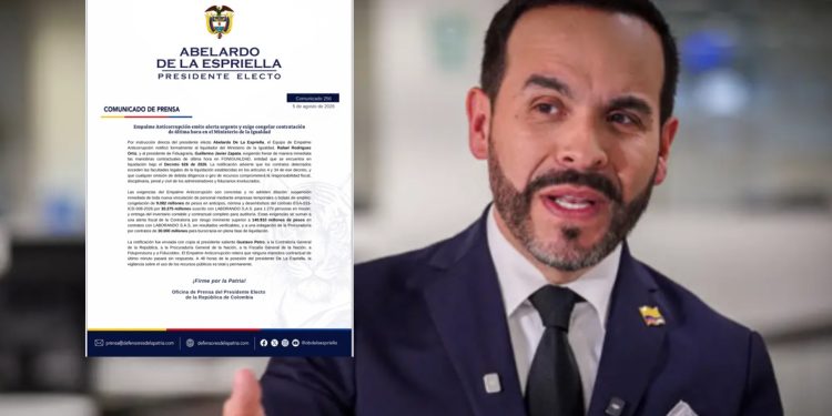 Empalme de De la Espriella lanza alerta por millonarios contratos de última hora en el Ministerio de la Igualdad